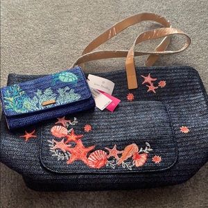 Vera Bradley Straw Tote and Wristlet NWT